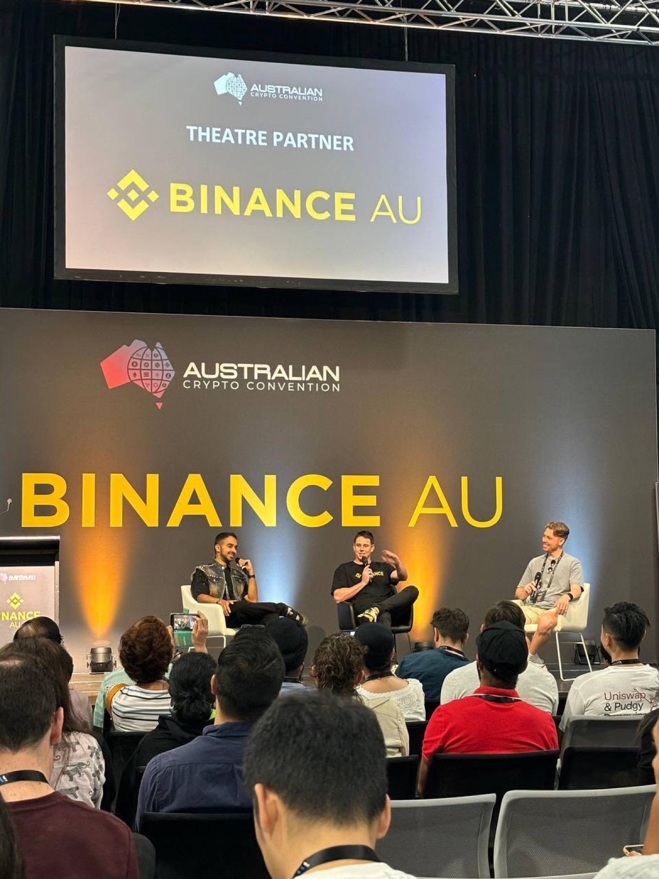 Evan Luthra on the Binance AU stage, Australian Crypto Convention
